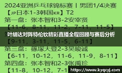 叶胡达对阵特伦钦精彩直播全程回顾与赛后分析